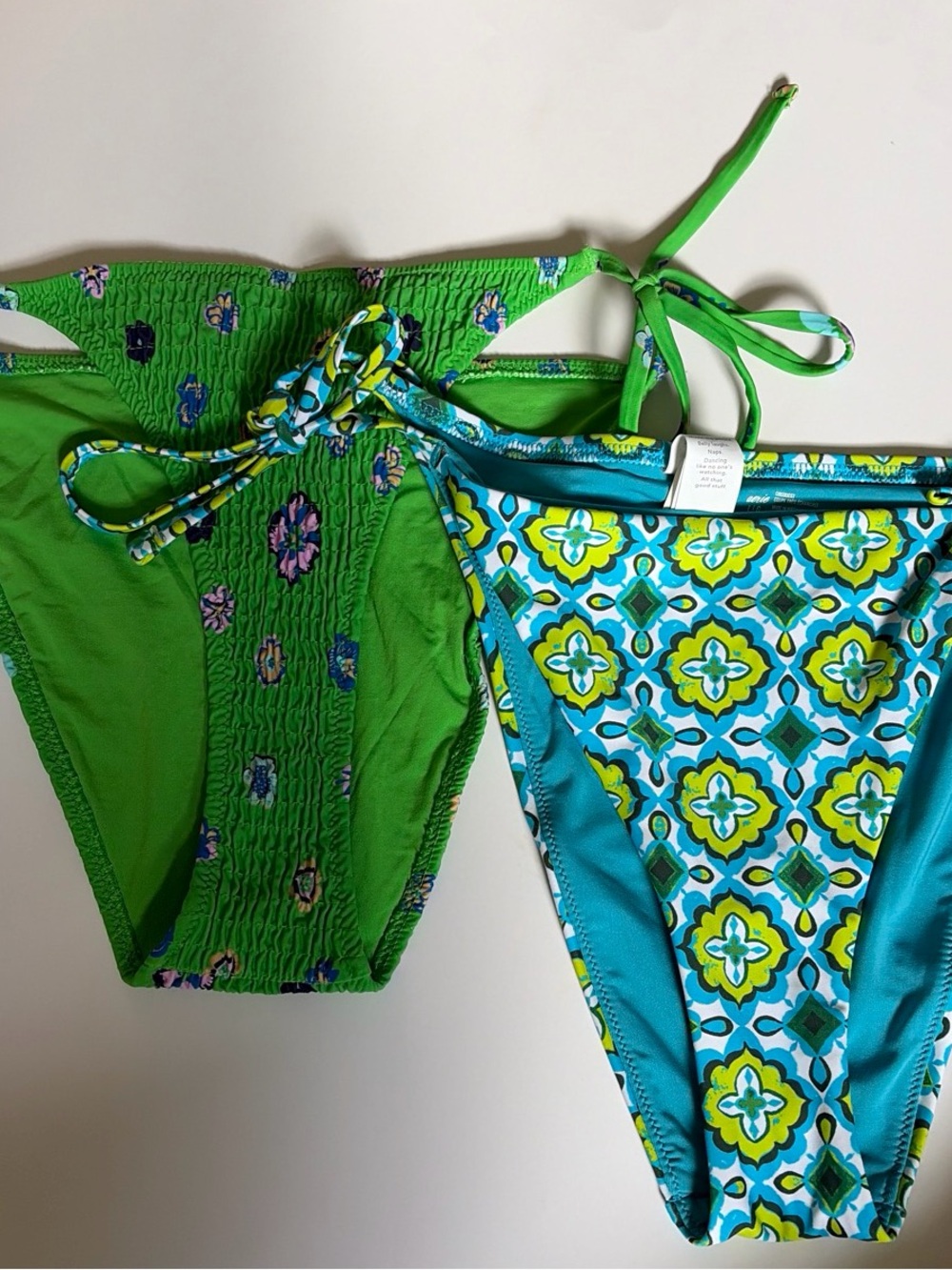aerie Green & Teal Patterned Women’s Swim Bikini Bottoms